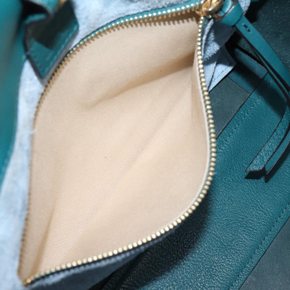 Chloe Milo Hand Bag Leather Green Gold Auth ep16383A