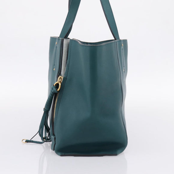 Chloe Milo Hand Bag Leather Green Gold Auth ep16383A