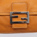FENDI Mamma Baguette Shoulder Bag Leather Brown Silver Auth ep16384A-19