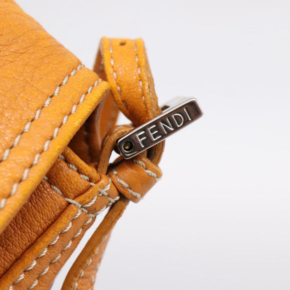 FENDI Mamma Baguette Shoulder Bag Leather Brown Silver Auth ep16384A