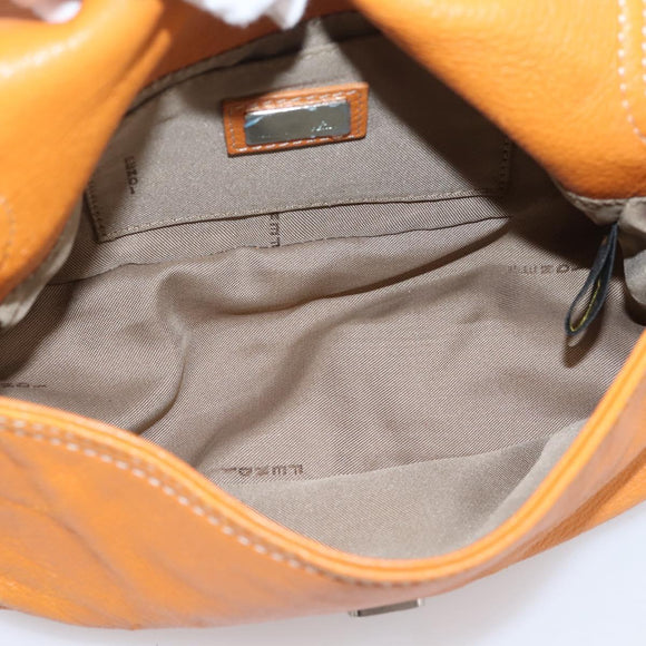 FENDI Mamma Baguette Shoulder Bag Leather Brown Silver Auth ep16384A