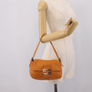 FENDI Mamma Baguette Shoulder Bag Leather Brown Silver Auth ep16384A-26
