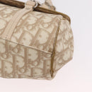 Christian Dior Trotter Canvas Romantic Hand Bag PVC Beige Silver Auth ep16386-18
