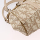Christian Dior Trotter Canvas Romantic Hand Bag PVC Beige Silver Auth ep16386-19