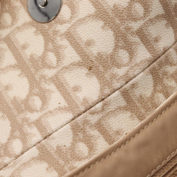Christian Dior Trotter Canvas Romantic Hand Bag PVC Beige Silver Auth ep16386