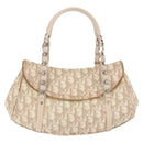 Christian Dior Trotter Canvas Romantic Hand Bag PVC Beige Silver Auth ep16386-2