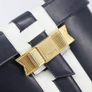CELINE Hand Bag Leather Navy Gold Auth ep16387A-14
