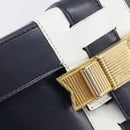 CELINE Hand Bag Leather Navy Gold Auth ep16387A-15