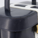 CELINE Hand Bag Leather Navy Gold Auth ep16387A-16