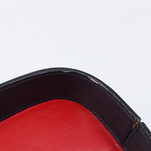 CELINE Hand Bag Leather Navy Gold Auth ep16387A