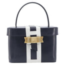 CELINE Hand Bag Leather Navy Gold Auth ep16387A-2