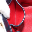 CELINE Hand Bag Leather Navy Gold Auth ep16387A-25
