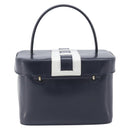 CELINE Hand Bag Leather Navy Gold Auth ep16387A-3