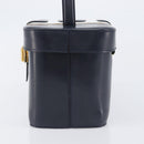 CELINE Hand Bag Leather Navy Gold Auth ep16387A-4