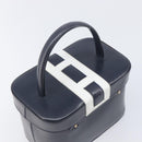 CELINE Hand Bag Leather Navy Gold Auth ep16387A-6