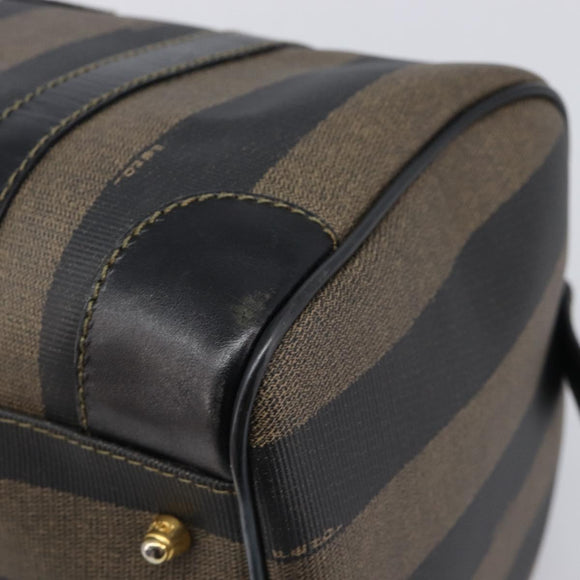 FENDI Pecan Canvas Hand Bag PVC Black Brown Auth ep16390