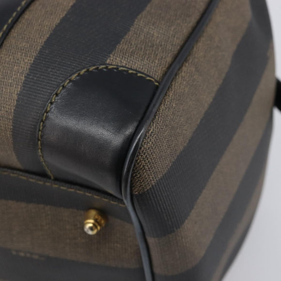 FENDI Pecan Canvas Hand Bag PVC Black Brown Auth ep16390