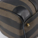 FENDI Pecan Canvas Hand Bag PVC Black Brown Auth ep16390-15