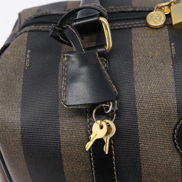 FENDI Pecan Canvas Hand Bag PVC Black Brown Auth ep16390