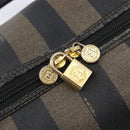 FENDI Pecan Canvas Hand Bag PVC Black Brown Auth ep16390-20