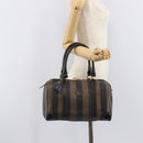 FENDI Pecan Canvas Hand Bag PVC Black Brown Auth ep16390-28