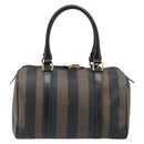 FENDI Pecan Canvas Hand Bag PVC Black Brown Auth ep16390-3