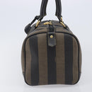 FENDI Pecan Canvas Hand Bag PVC Black Brown Auth ep16390-4