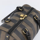 FENDI Pecan Canvas Hand Bag PVC Black Brown Auth ep16390-6