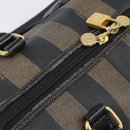 FENDI Pecan Canvas Hand Bag PVC Black Brown Auth ep16390-7