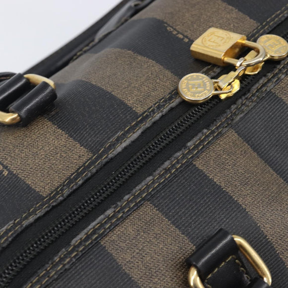 FENDI Pecan Canvas Hand Bag PVC Black Brown Auth ep16390