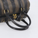FENDI Pecan Canvas Hand Bag PVC Black Brown Auth ep16390-9