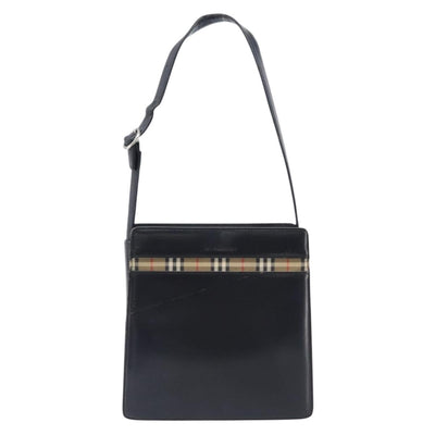BURBERRY Hand Bag Leather Black Silver Auth ep16391 - 0