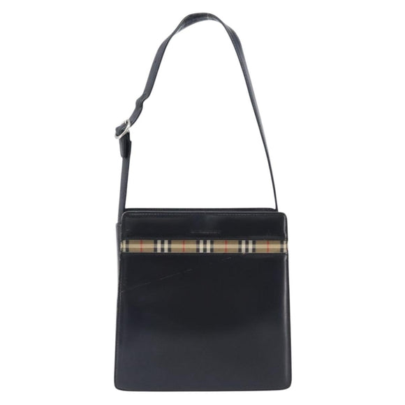 BURBERRY Hand Bag Leather Black Silver Auth ep16391