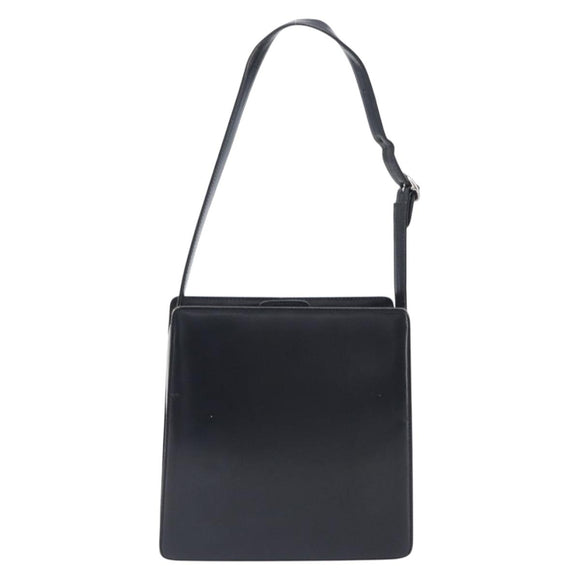 BURBERRY Hand Bag Leather Black Silver Auth ep16391