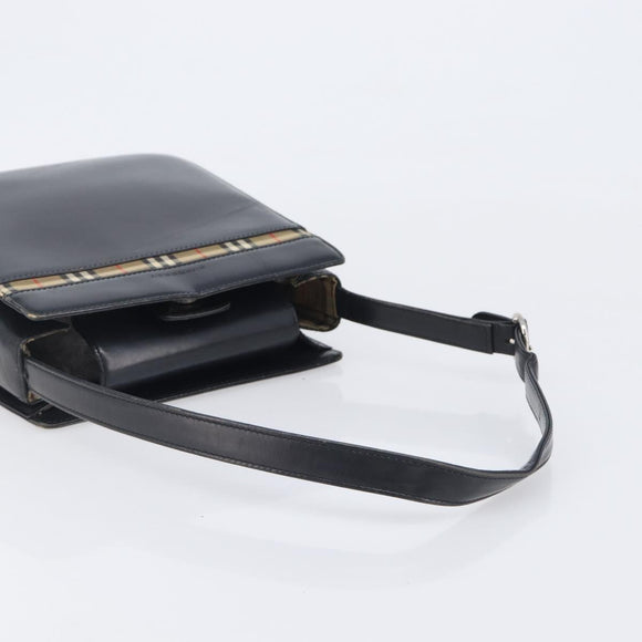BURBERRY Hand Bag Leather Black Silver Auth ep16391