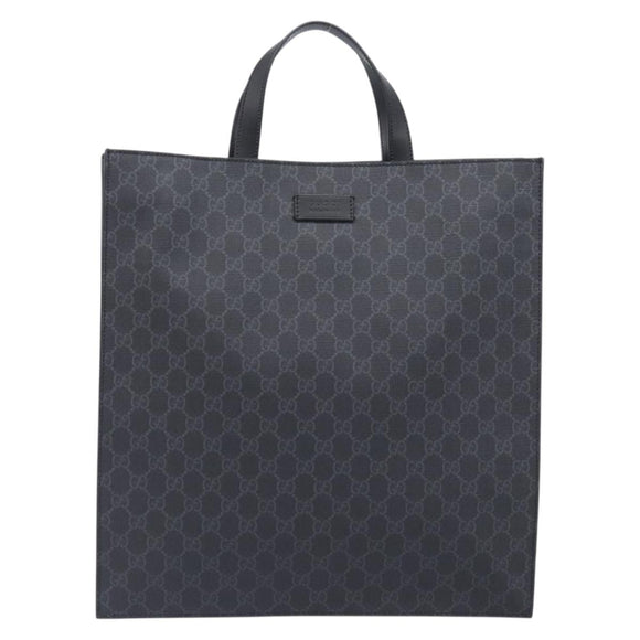 GUCCI GG Supreme Tote Bag PVC Black Silver 495559 Auth ep16393V
