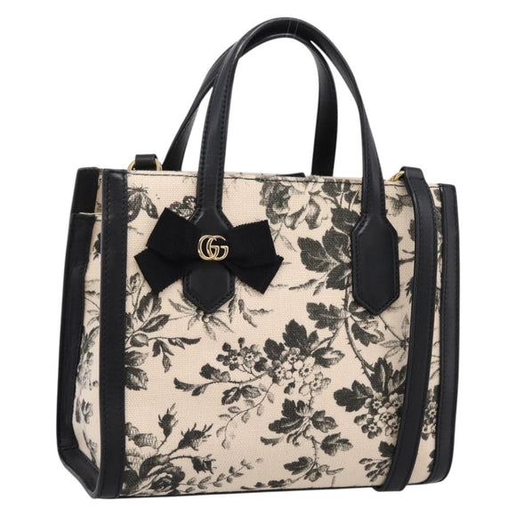 GUCCI Hand Bag Canvas 2way White Gold 443089 Auth ep16398V