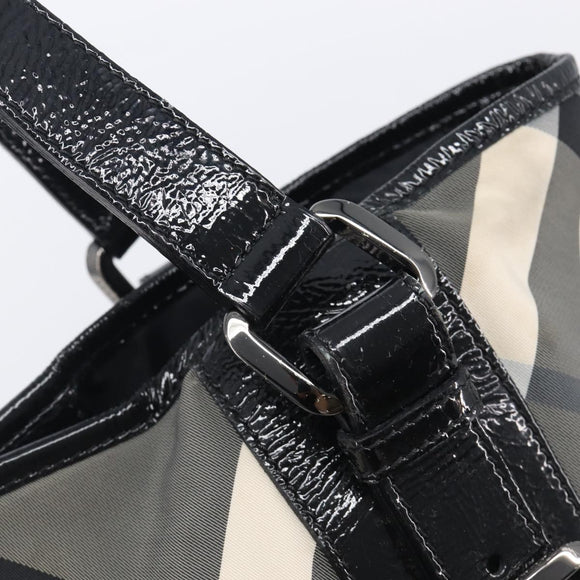 BURBERRY Nova Check Shoulder Bag Nylon Black Auth ep16401