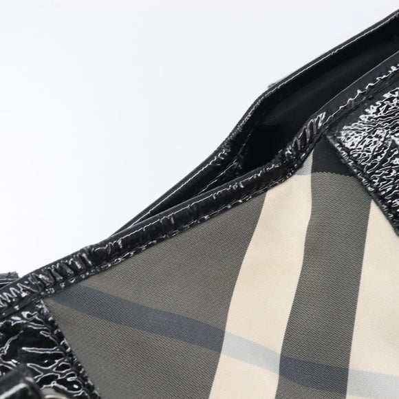 BURBERRY Nova Check Shoulder Bag Nylon Black Auth ep16401