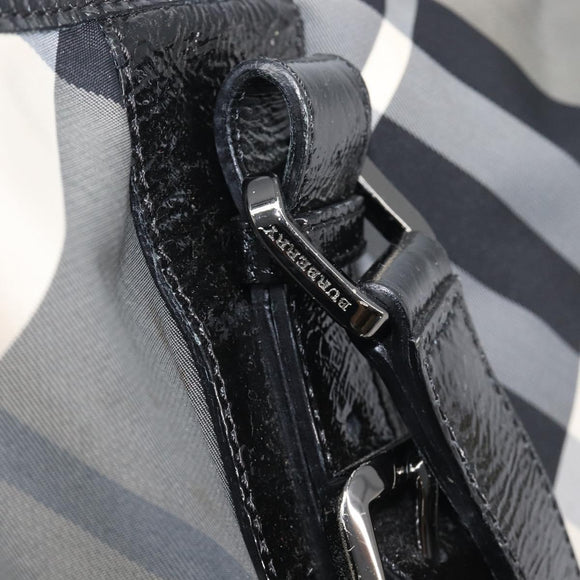 BURBERRY Nova Check Shoulder Bag Nylon Black Auth ep16401