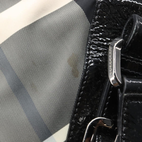 BURBERRY Nova Check Shoulder Bag Nylon Black Auth ep16401