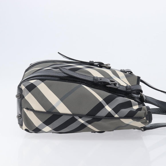 BURBERRY Nova Check Shoulder Bag Nylon Black Auth ep16401
