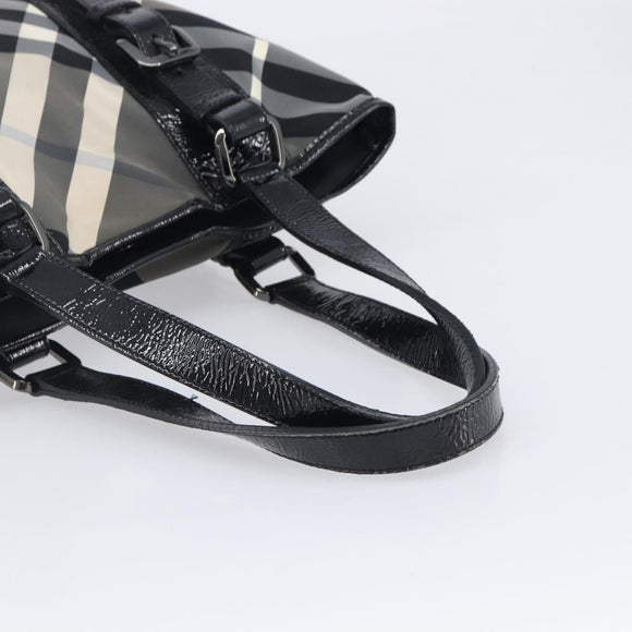 BURBERRY Nova Check Shoulder Bag Nylon Black Auth ep16401