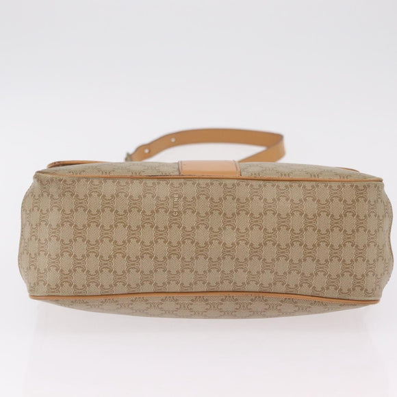 CELINE Macadam Canvas Shoulder Bag PVC Beige Gold Auth ep16403