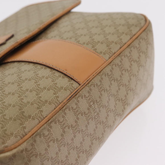 CELINE Macadam Canvas Shoulder Bag PVC Beige Gold Auth ep16403