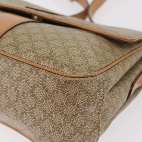 CELINE Macadam Canvas Shoulder Bag PVC Beige Gold Auth ep16403