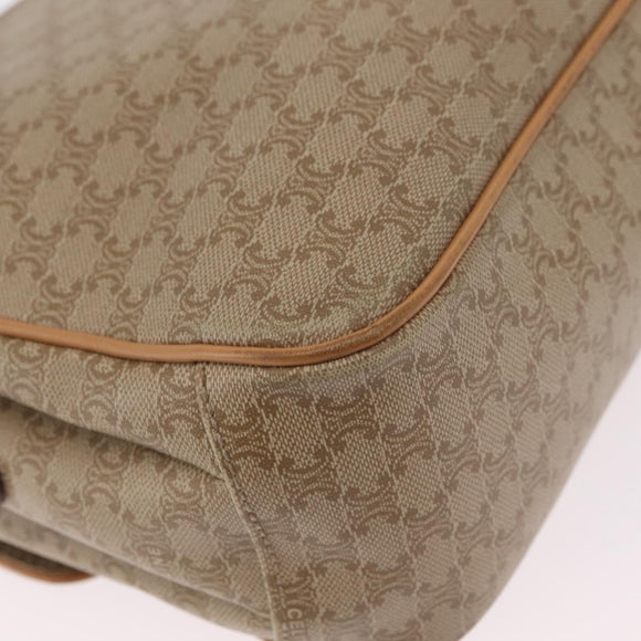 CELINE Macadam Canvas Shoulder Bag PVC Beige Gold Auth ep16403