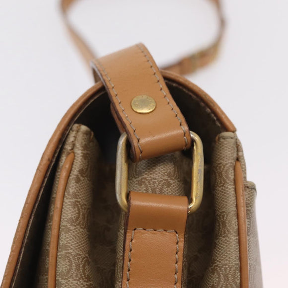 CELINE Macadam Canvas Shoulder Bag PVC Beige Gold Auth ep16403