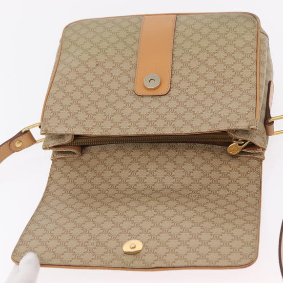 CELINE Macadam Canvas Shoulder Bag PVC Beige Gold Auth ep16403