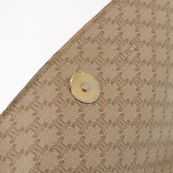 CELINE Macadam Canvas Shoulder Bag PVC Beige Gold Auth ep16403